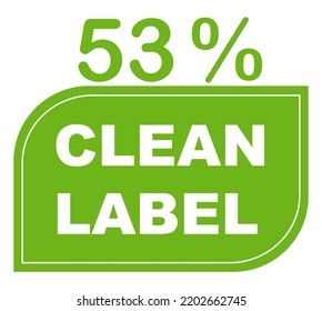 53% pure percentage label. Ecological green stamp. original quality badge vector art illustration with leaf for label or sticker. Eco friendly ancient icon. Organic plant symbol.
