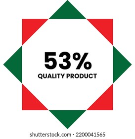 53% Quality Product Label Sign for product vector art illustration with stylish font and green red color