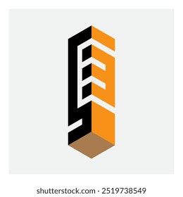 53 Reimagined: Isometric Brilliance in Black and Orange. Modern Typography Meets Architectural Flair. Transform Your Visual Identity with This Striking Symbol.