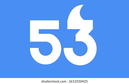 53 Shark Logo Number Simple Modern Blue