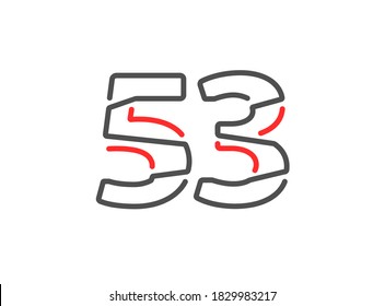 53 número vector. Diseño moderno de línea de estilo creativo y moderno. Para logotipo, etiqueta de marca, elementos de diseño, identidad corporativa, aplicación, etc. Ilustración vectorial aislada          
