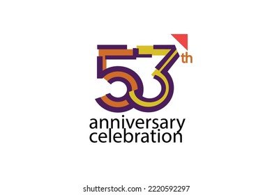 53 year anniversary celebration abstract style logotype. anniversary with purple, yellow, orange color isolated on white background, vector design for celebration, invitation, greeting card - Vector