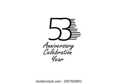 53 year anniversary celebration Block Black Colors Design logotype. anniversary logo Black color isolated on White background, vector design for celebration, invitation card, and greeting card-Vector