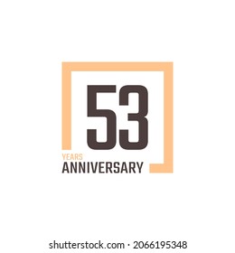 53 Year Anniversary Celebration Vector with Square Shape. Happy Anniversary Greeting Celebrates Template Design Illustration