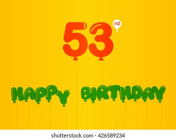53 year birthday celebration flat color, 53rd anniversary decorative flat modern style - vector illustration