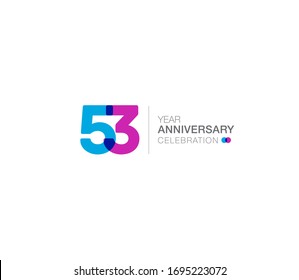 53 years anniversary or birthday celebration design template Vector.