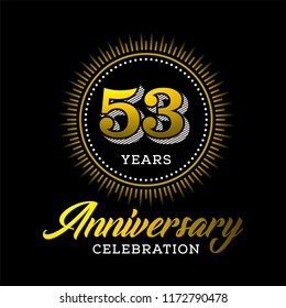 53 years anniversary celebration gold logo