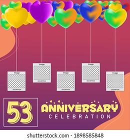 53 years anniversary celebration logo vector template design