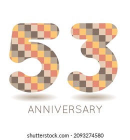 53 years anniversary celebration. Logo  on white background. Vector illustration for invitation card, celebration, greeting card, cover, label, flyer.