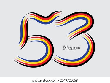 53 years anniversary celebration logotype colorful line vector, 53th birthday logo, 53 number, Banner template, vector design template elements for invitation card and poster. number design vector