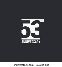 53 Years Anniversary celebration simple design. silhouette number inside white box vector illustration. logo type