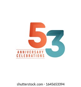 53 años Celebraciones de aniversario Ilustración de diseño de plantillas vectoriales