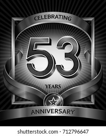 53 years anniversary design template for invitation, advertising, banner, vector design