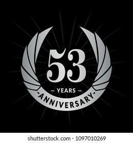 53 years anniversary. Elegant anniversary design. 53 years logo.