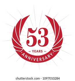 53 years anniversary. Elegant anniversary design. 53 years logo.