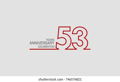 53 years anniversary linked logotype with red color isolated on white background for company celebration event