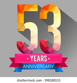 53 Years Anniversary logo, with colorful polygonal.