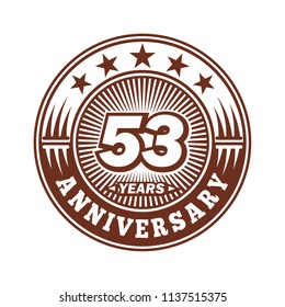 53 years anniversary. Anniversary logo design. Vector and illustration.