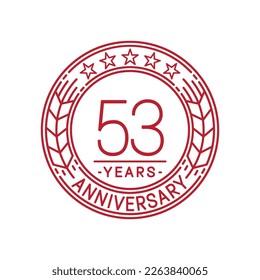 53 years anniversary logo template. 53rd line art vector and illustration.
