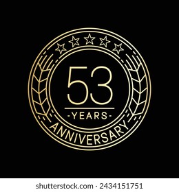 53 years anniversary logo template. 53rd line art vector and illustration.