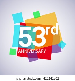 53 years anniversary logo, vector design birthday celebration with colorful geometric isolated on white background.