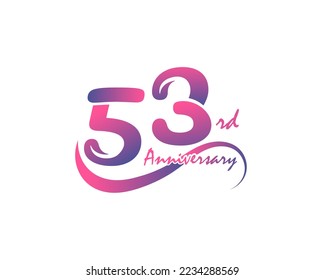 53 years anniversary logotype. 53rd Anniversary template design for Creative poster, flyer, leaflet, invitation card