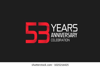 53 years anniversary logotype simple design with red and white color isolated on black background