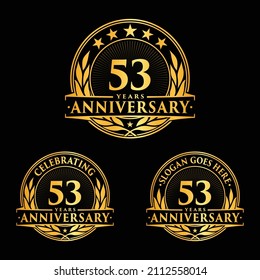 53 years anniversary set. 53rd celebration logo collection. Vector and illustration. 