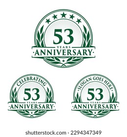 53 years anniversary set. 53rd celebration logo collection. Vector and illustration. 