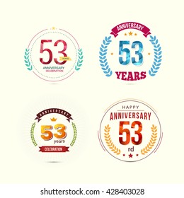53 Years Anniversary Set with Low Poly Design and Laurel Ornaments