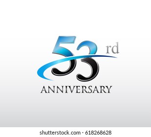 53 years anniversary Template logo with swoosh