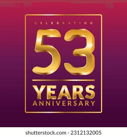53 years anniversary vector banner template.birthday celebration banner with Golden numbers