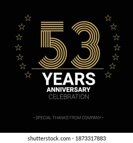 53 Jahre Jubiläum Vektorsymbol, Logo. Grafisches Design-Element mit Anzahl und Textkomposition zum 53. Jubiläum.