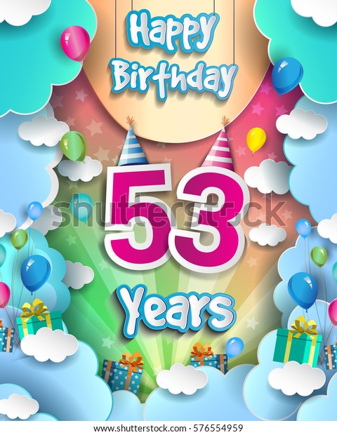 53 Years Birthday Celebration Design Greeting Stock Vector (Royalty ...