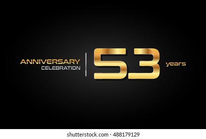 53 years gold anniversary celebration logo, isolated on dark background