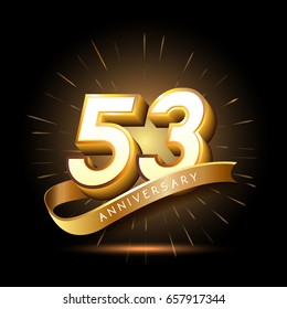 53 Years Anniversary Celebration Design Gold Stock Vector (Royalty Free ...