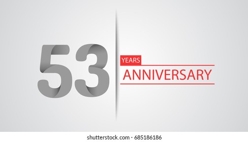 53 Years simple anniversary celebration logo, anniversary for celebration, birthday, wedding and party. Vector design isolated on white background