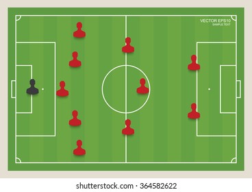 5:3:2 - Soccer game formation tactics on green field. Planning position for coach. Vector illustration.