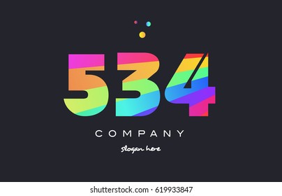 534 creative color green orange blue magenta pink number digit company logo vector icon spectrum