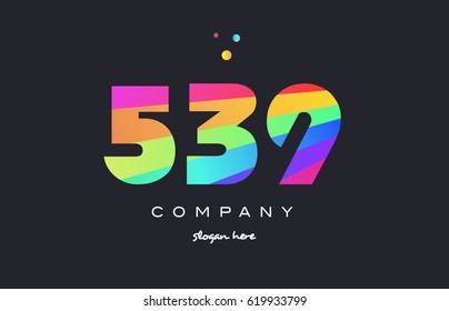 539 creative color green orange blue magenta pink number digit company logo vector icon spectrum