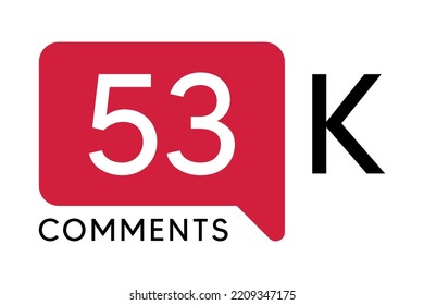 53K Comment banner template Vector illustration. Social Media Text. Amazing red color symbol on a white background