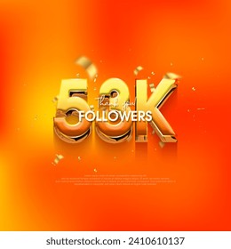 53k followers speech background, with a bright and fresh orange color.