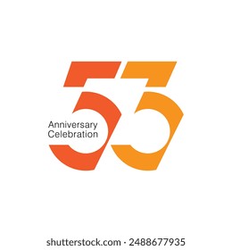 53rd, 53 Years Anniversary Logo, Vector Template Design element for birthday, invitation, wedding, jubilee and greeting card illustration.