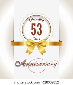 53rd Anniversary background, 53 years celebration invitation card vector eps 10