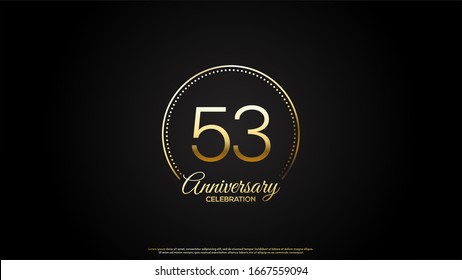  53rd anniversary background with gold number illustrations with gold circle lines and dots.