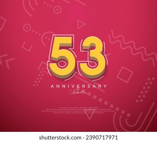 53rd Anniversary with a cartoon design with a clean red background. Premium vector for poster, banner, celebration greeting.