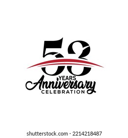53rd anniversary celebration design template for booklet with red and black colour , leaflet, magazine, brochure poster, web, invitation or greeting card. Vector illustration.
