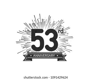 53rd anniversary design with firework and ribbon black color for use company celebration 