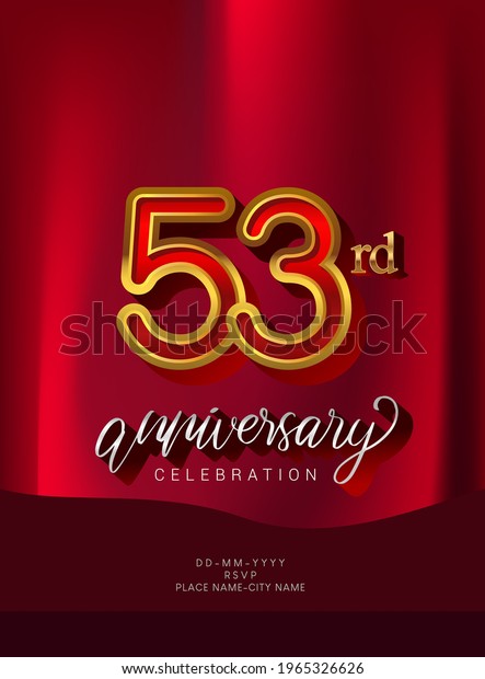 53rd Anniversary Invitation Greeting Card Design Stock Vector (Royalty ...