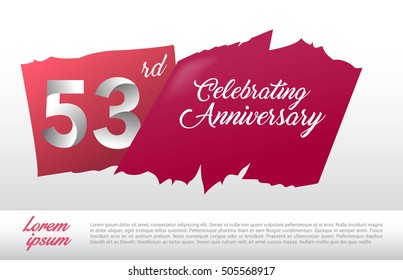 53rd anniversary logo with red abstract backgrond. design template